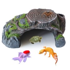 MUYG Resin Reptile Hide Cave,Leopard Gecko Cave Hideout Reptiles Brown