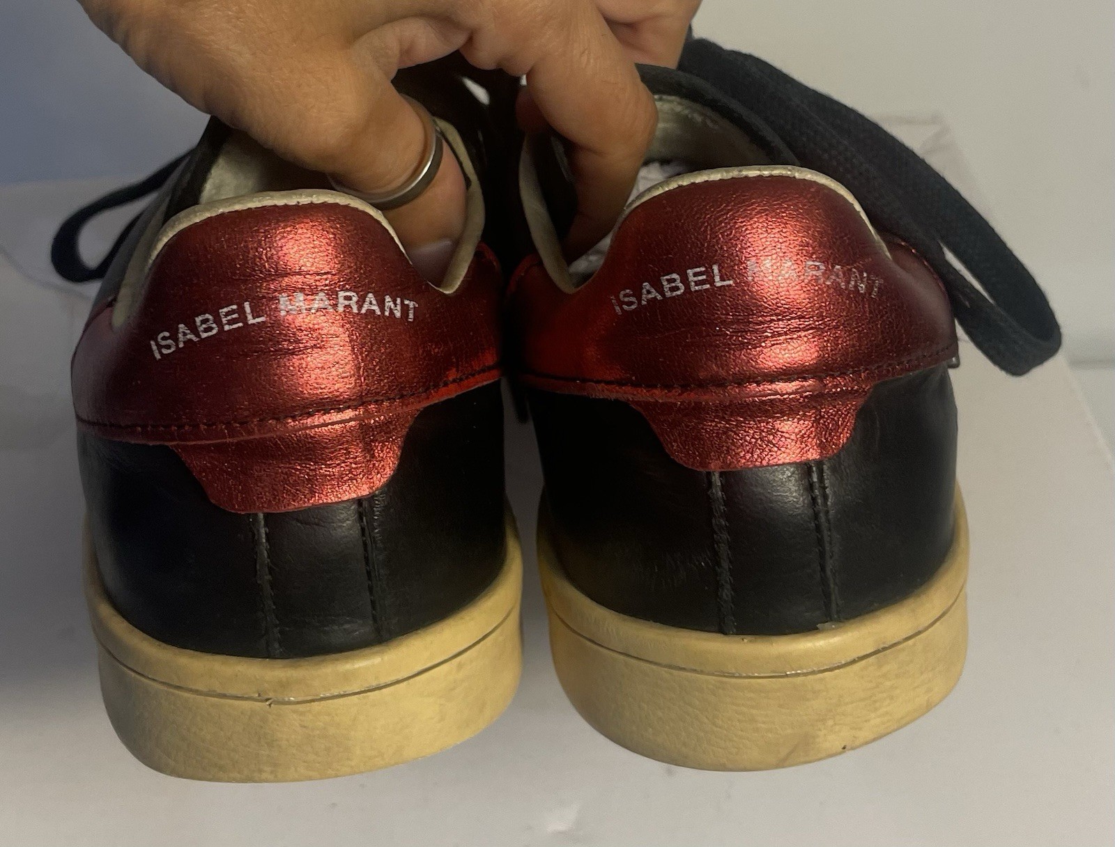 Isabel Marant baskets basses femme EU 36 noir/rouge/beige à lacets 2