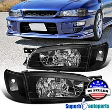 Fits 1995-2001 Subaru Impreza Black Headlights+Corner Turn Signal Lamps