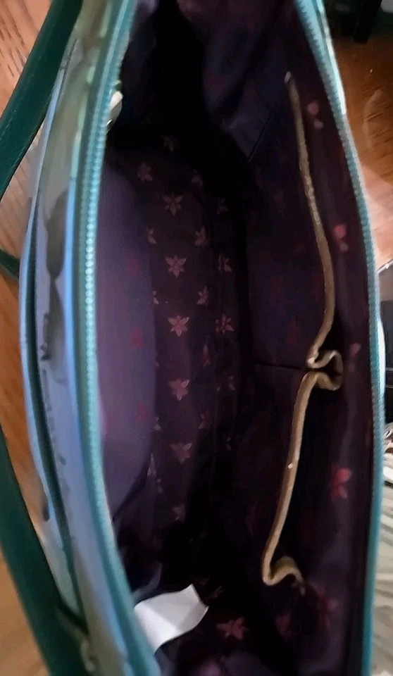 Cartera Mensajera de Cuero Anuschka Familia Tigre Mediana Pintada a Mano ¡Gran Forma! Foto 4 de 4