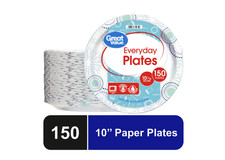 Great Value Disposable Paper Plates, 10", 150 Count