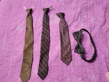Lot Of 3 Clip On Type Kids Boys Ties And Bowtie