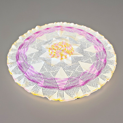 Vintage HAND CROCHETED Large Round Table Doily Centerpiece Scarf 30'' | Montana