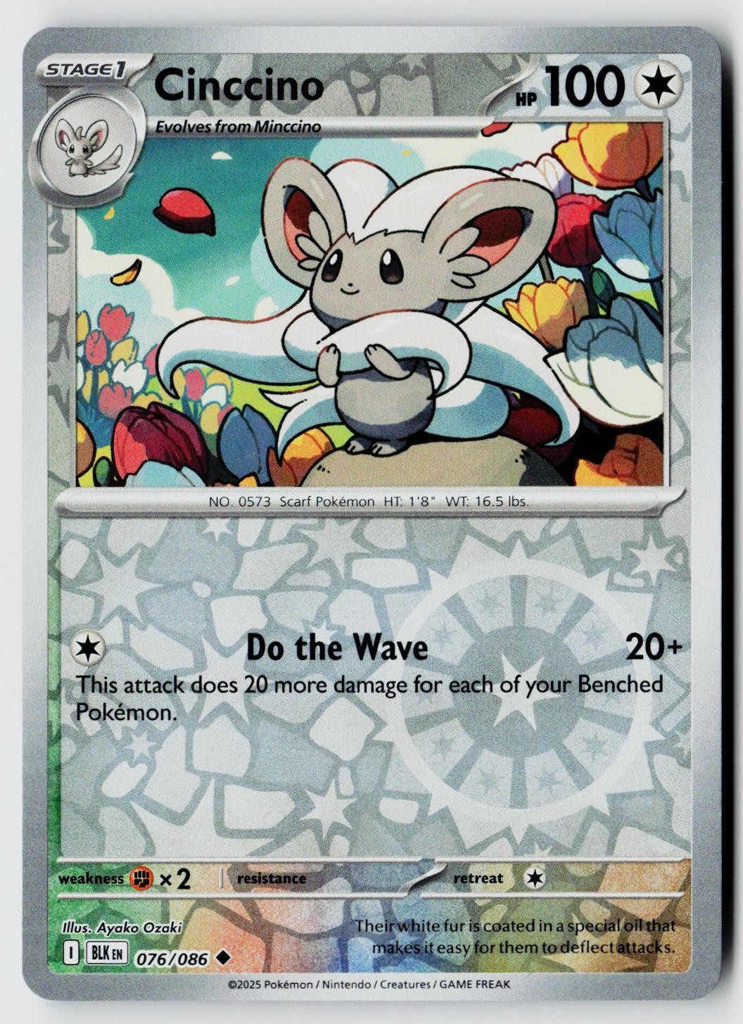 Pokemon SV: Black Bolt #076/086 Cinccino Reverse Holo