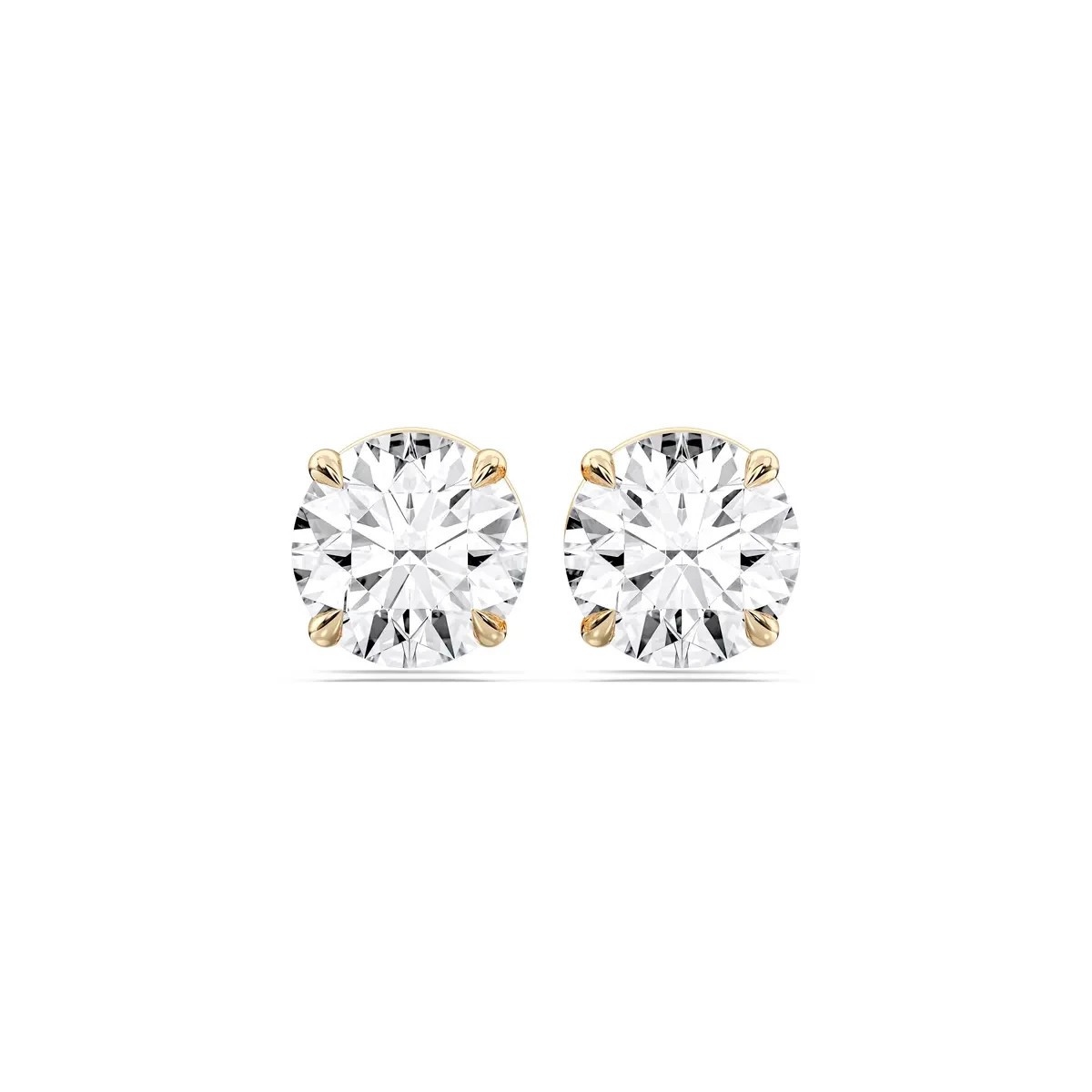 Lab Grown 1.04 Ct Round Diamond Stud Earring EF VS IGI Certified 14K Yellow Gold