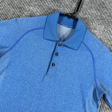 Luluemon Metal Vent Tech Polo Shirt Mens Small Blue Short Sleeve Casual Golf