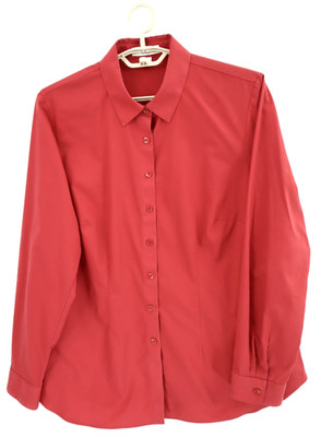 NEW COLDWATER CREEK Women's NO IRON Cotton Shirt Long Sleeve Deep Red Size XL 16