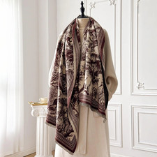 Elegant Animal Jacquard Pashmina Shawl Women Winter Warm Thick Scarf Double Side