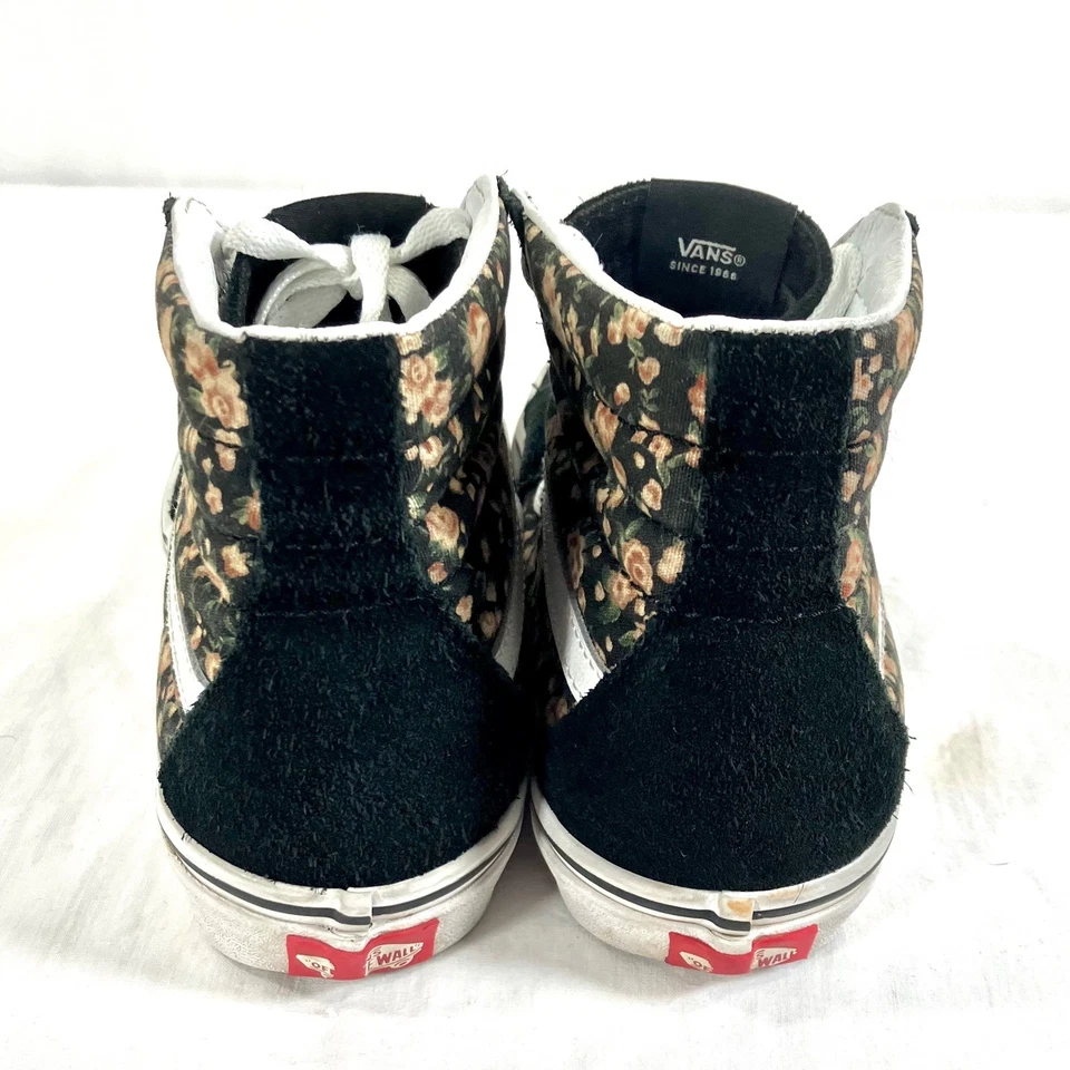 Zapatillas altas Vans Sk8 Hi negras con estampado floral para mujer talla 8,5 Foto 4 de 4