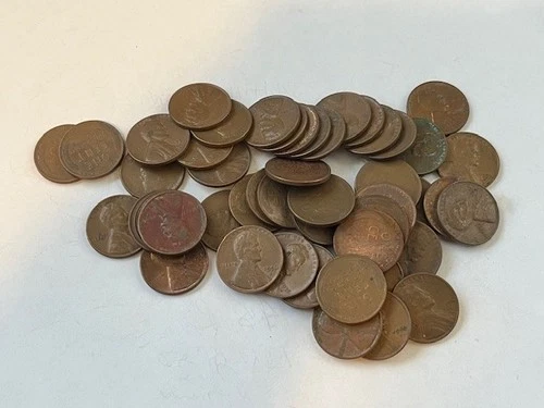 Roll of 50 1956-D (Denver Mint) Circulated Lincoln Wheat Pennies G-XF