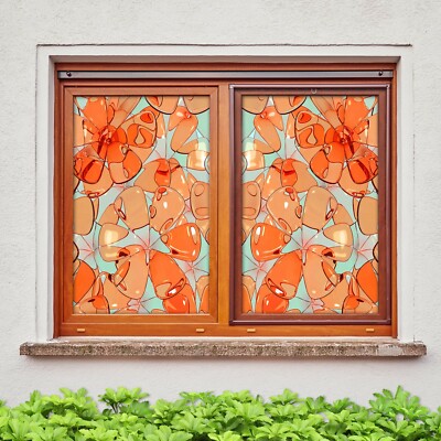3D Orange 316NAO Window Film Print Sticker Cling Stained Glass UV Block Fay