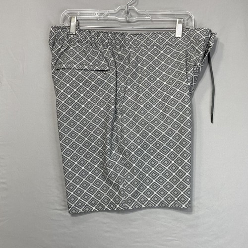 Pantaloncini da bagno Lands End uomo piccoli 28-30 grigi geometrici 7" tramonto nuovi con etichetta foderati - Foto 3 di 16