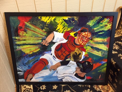 2007 Red Sox Jason Varitek Original Ölgemälde auf Leinwand signiert von E. Havens - Bild 2 von 10