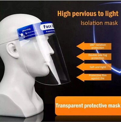 10x Vollgesichtsabdeckung Visier Maske Schild Schutz Wiederverwendbar Spritzschutz Sicherheit