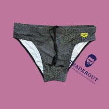 Arena men Grey Black camo Kikko Swim Brief bikini swimwear swimsuit size 34 38
