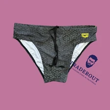 Arena men Grey Black camo Kikko Swim Brief bikini swimwear swimsuit size 34 36