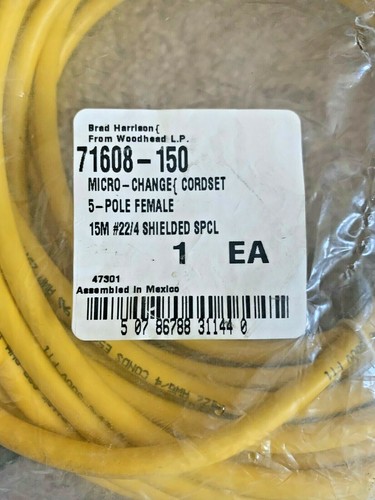 NEW BRAD HARRISON 71608-150 MICRO CHANGE CORDSET 5-POLE FEMALE 15M #22/4 SHIELD - Picture 4 of 5