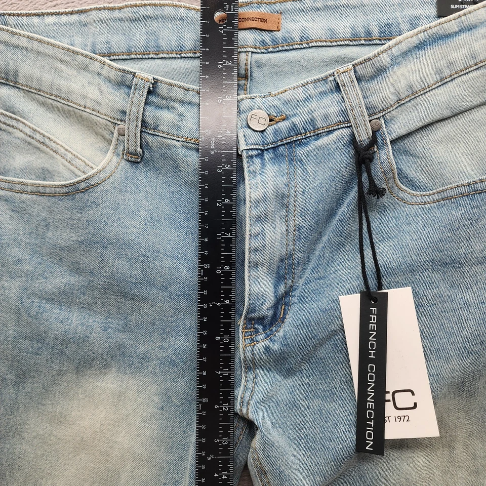 Pantalones de mezclilla rectos ajustados French Connection Liverpool W34xL30 para hombre nuevos con etiquetas Foto 3 de 4