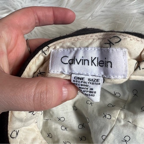 Calvin Klein Brown Wool Beret Top Hat - Picture 3 of 3