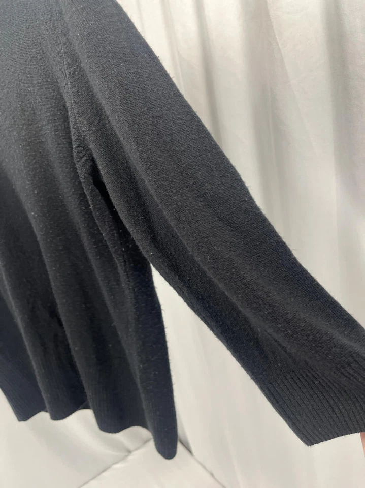 Suéter RQT Vintage Mujer Talla Grande Negro Cuello en V Manga 3/4 Suave Ligero Foto 3 de 4