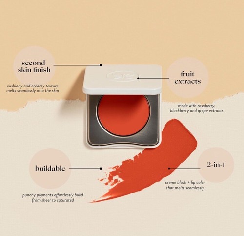 Rubor de mejillas crema honesto + color de labios ~ coral fuego ~ - nuevo sin caja - 3 g - Imagen 4 de 7