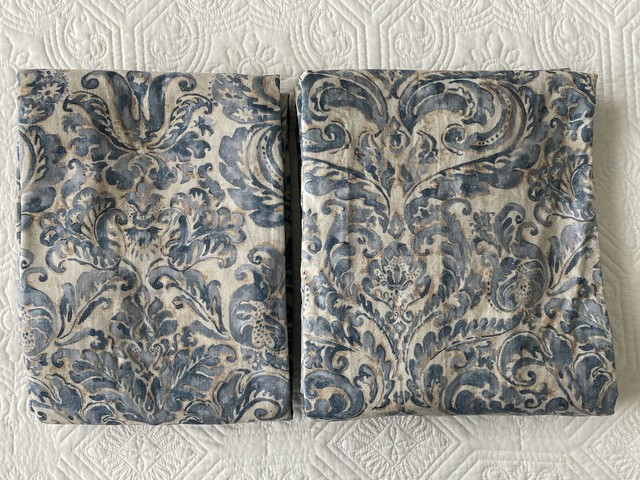 2 Pottery Barn Kendra Trellis Drapes Curtains Panels 50x 84 Blue