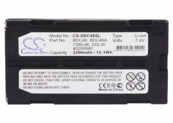 Replacement Battery For Sokkia 40200040,7380 46,BDC46,BDC 46,BDC46A,BDC 46A, BDC46B,BDC 46B,BDC 46C,SDL30,2200mAh