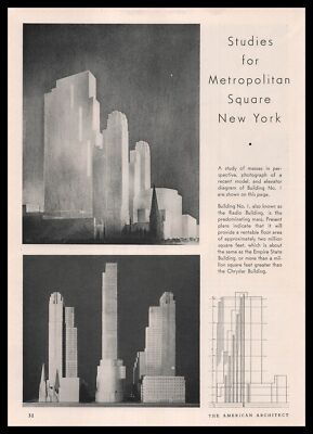 1931 Metropolitan Square New York Building Elevator Diagram Art Deco Print Ad