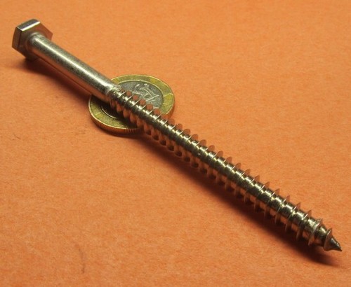 316 Stainless Steel Hex Head Lag Screw 1/4 Threads x 4.50" Length, 5 pcs - Picture 10 of 12