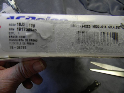 ACDELCO PROFESSIONAL REAR HYDRALIC BLACK BRAKE HOSE ASSEMBLY PART 18J2119-NEW - Picture 3 of 9