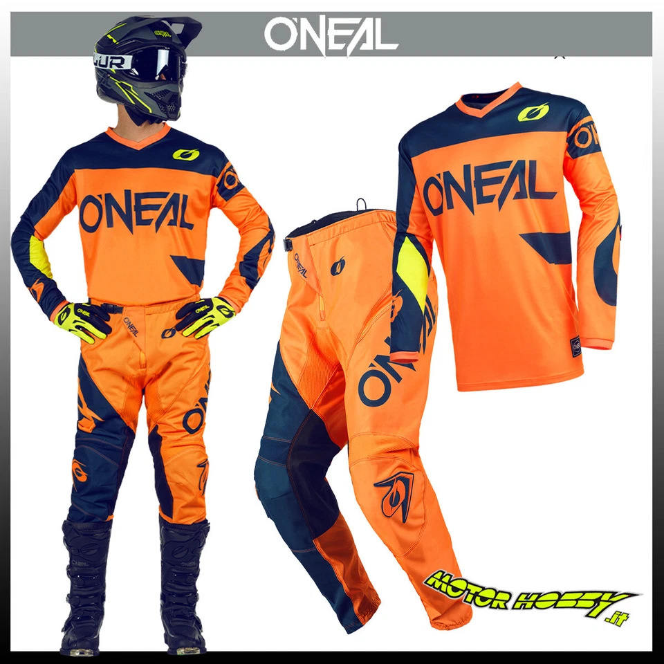 ROPA DE CARRERA COMPLETA CROSS ENDURO O'NEAL ELEMENT NARANJA AZUL TALLA 30 - S - Imagen 1 de 1