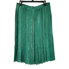 Chloe Green Lamb Skin Pleated Midi Skirt ($35...