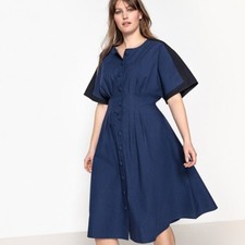 CASTALUNA LADIES TWO TONE FLARED DRESS BLUE NEW (ref 408) SALE