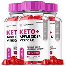 Pure Keto Luxe ACV Gummies, Max Strength Formula, Made in USA (3 Pack)