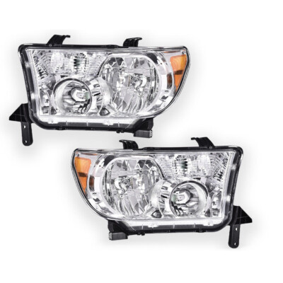 Fit For Toyota 07-13 Tundra 08-17 Sequoia Clear Headlights Head Lamps Left+Right