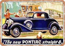 Metal Sign - 1933 Pontiac Straight 8 Sport Coupe Vintage Ad
