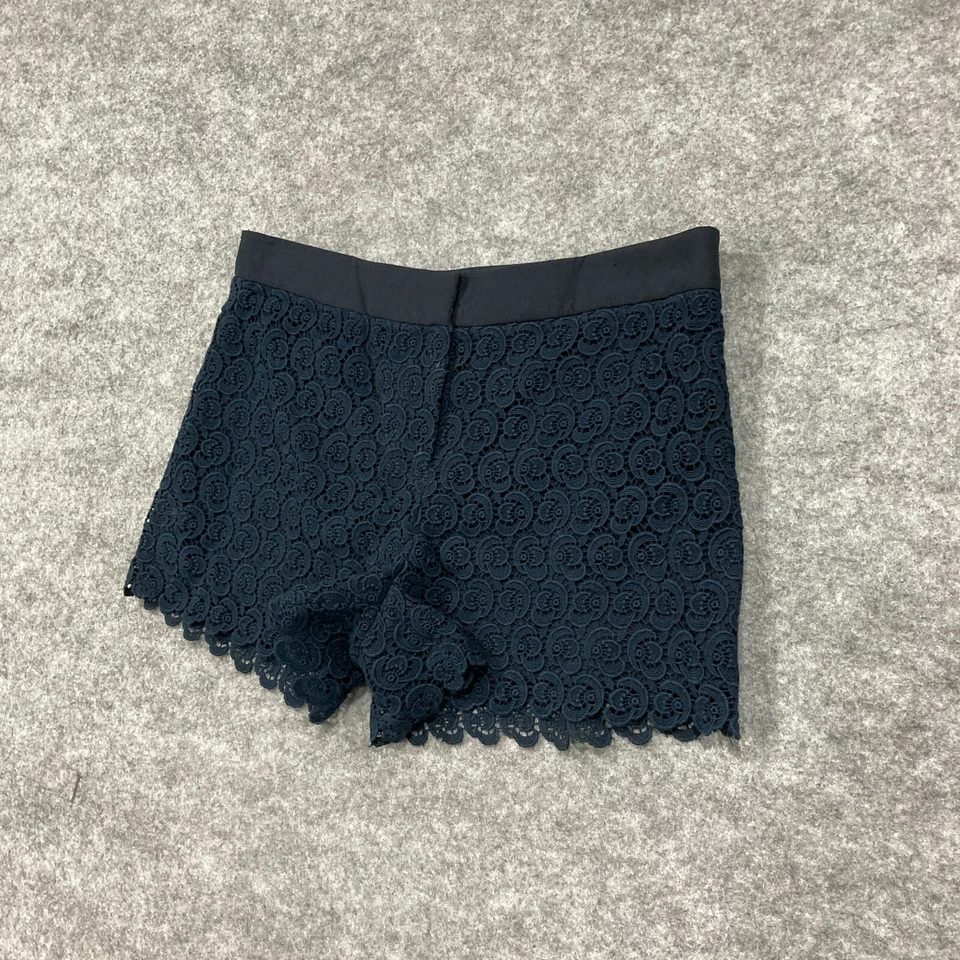 Pantalones Cortos Club Monaco Para Mujer 2 AU 6 Azul Floral Encaje Cremallera Tiro Bajo Algodón 15333 Foto 2 de 4