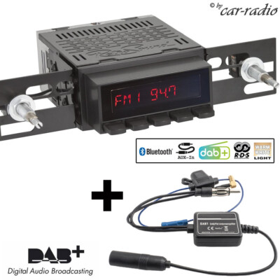 RetroSound Radiomodul Motor-1DAB-1 mit  Display Schwarz und DAB Antennensplitter