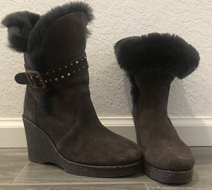 EMU Australia Mujer Botas Sz 7 Gamuza Marrón De Piel De Oveja Forrado  Heighton lo Cuña | eBay