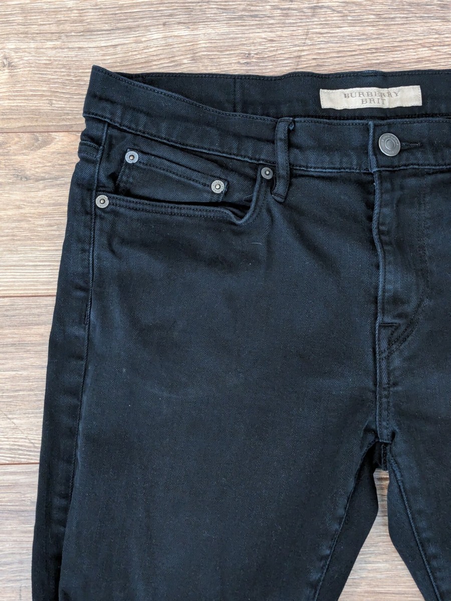 Burberry Brit Jeans Mens Straight Black Destroyed Distressed Burberry Brit Jeans Mens Straight Black Destroyed Distressed