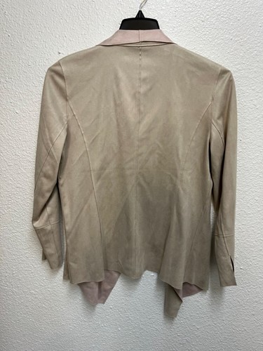 Chico's Travelers Double Faced Faux Suede Jacket Sz 1(8-10) Powdered Taupe Cozy - Picture 2 of 3