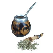 Argentina Mate Gourd Hand Made Natural Tea Cup  Straw Spoon BONUS Yerba - R24