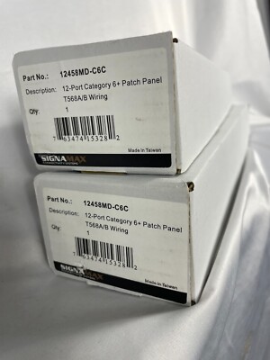 Lot of 2 Signamax 12458MD-C6C 12-Port Category 6+ MD-Series Patch Panel
