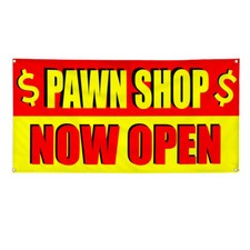 Vinyl Banner Multiple Sizes Pawn Shop Now Open with Dollar Icon Business Outdoor