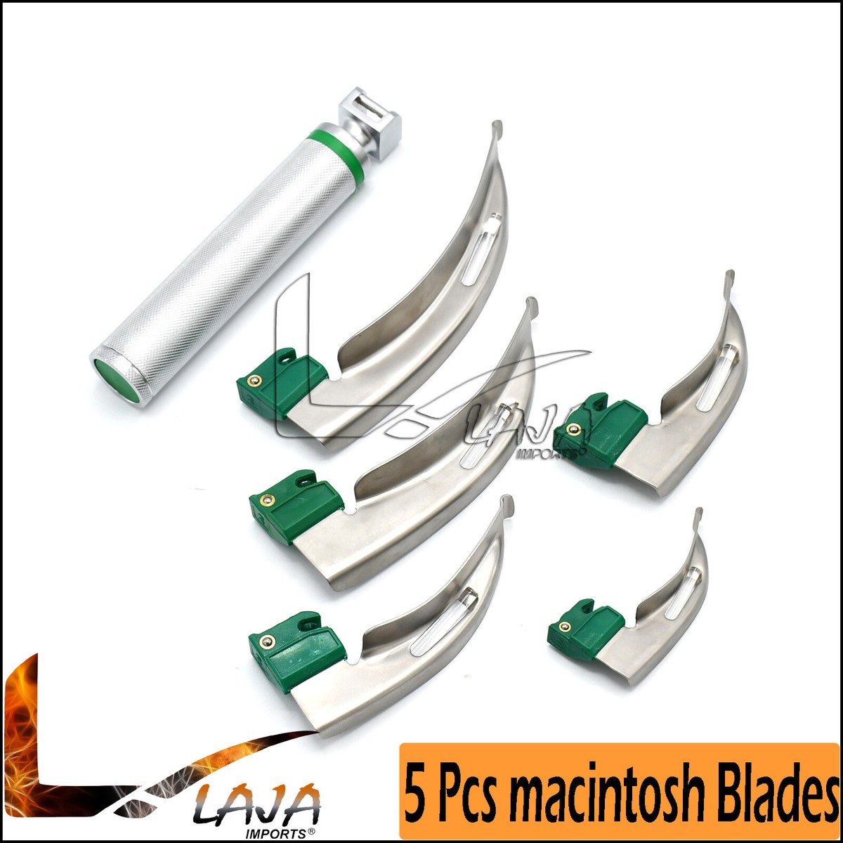 Kit Laryngoscope Fibre Optique - 10 Lames Mac/Miller + 2 Manches - Neuf, Pour Intubation