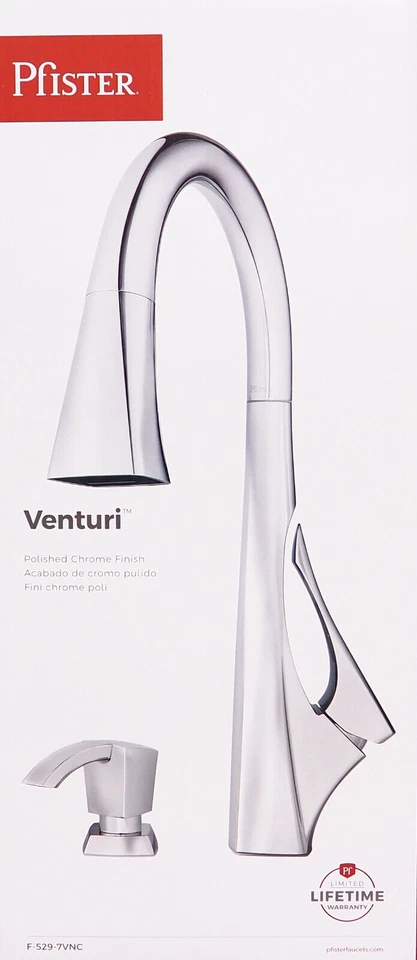 Grifo de cocina Pfister Venturi con rociador extraíble y dispensador de jabón SELLADO Foto 2 de 4