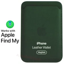 Genuine OEM Apple iPhone Leather Wallet Case with MagSafe Find My Sequoia Green
