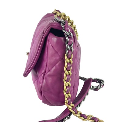 CHANEL 19 Flap Orchid Purple Quilted Lambskin Chain Link Crossbody