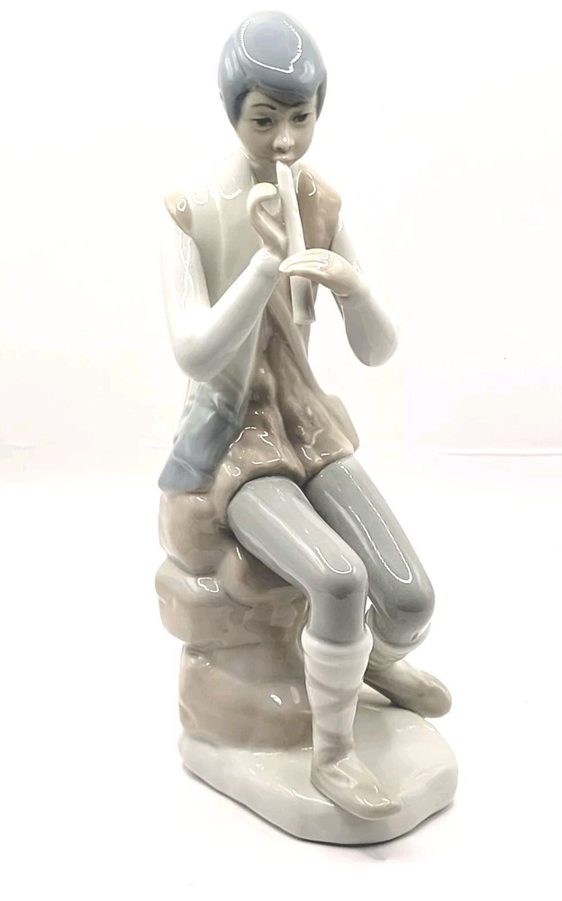Vintage Casades Porcelain Boy With Flute Figurine 1980 Spain Retired Collectible