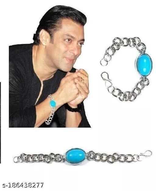 Buy quality Silver Blue Stone Salman Lucky / Gents Bracelet in Ahmedabad